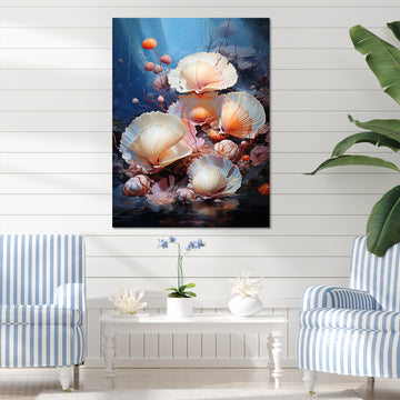 Underwater Dreams Aquatic Clam - Clam Canvas Wall Art
